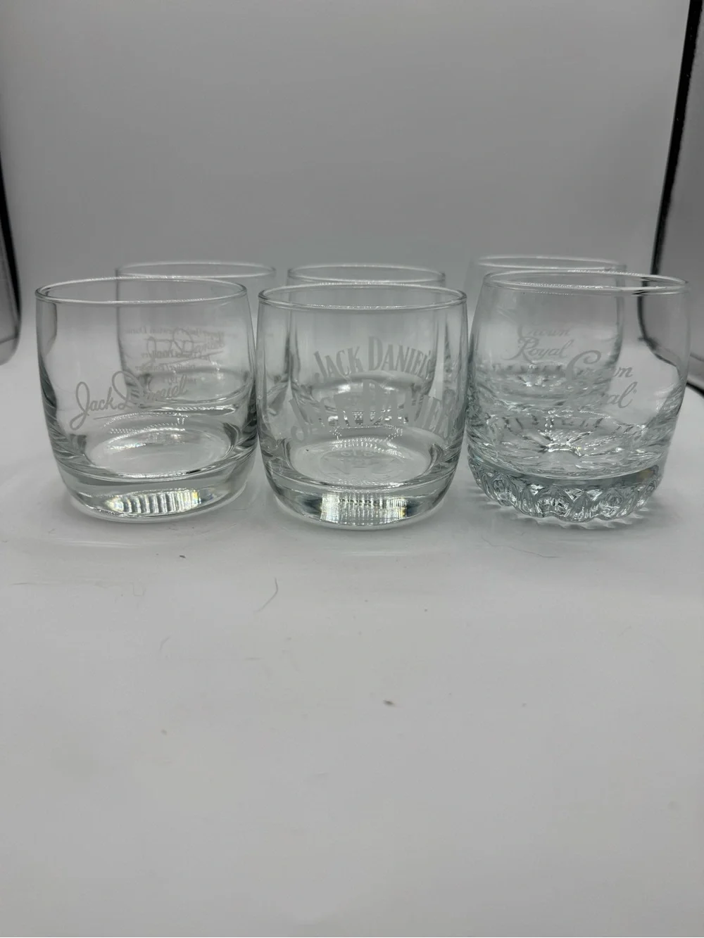 Alcohol Branded Rocks Glasses Set of Six Jack Daniels, Crown Royal